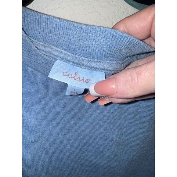 Aerie Women's Blue Cropped Crew Neck Sweatshirt Size M - Picture 3 of 9